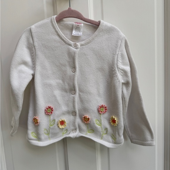 Gymboree 3T Off White Girls Button Down Sweater with Floral Embellishments - Picture 1 of 5